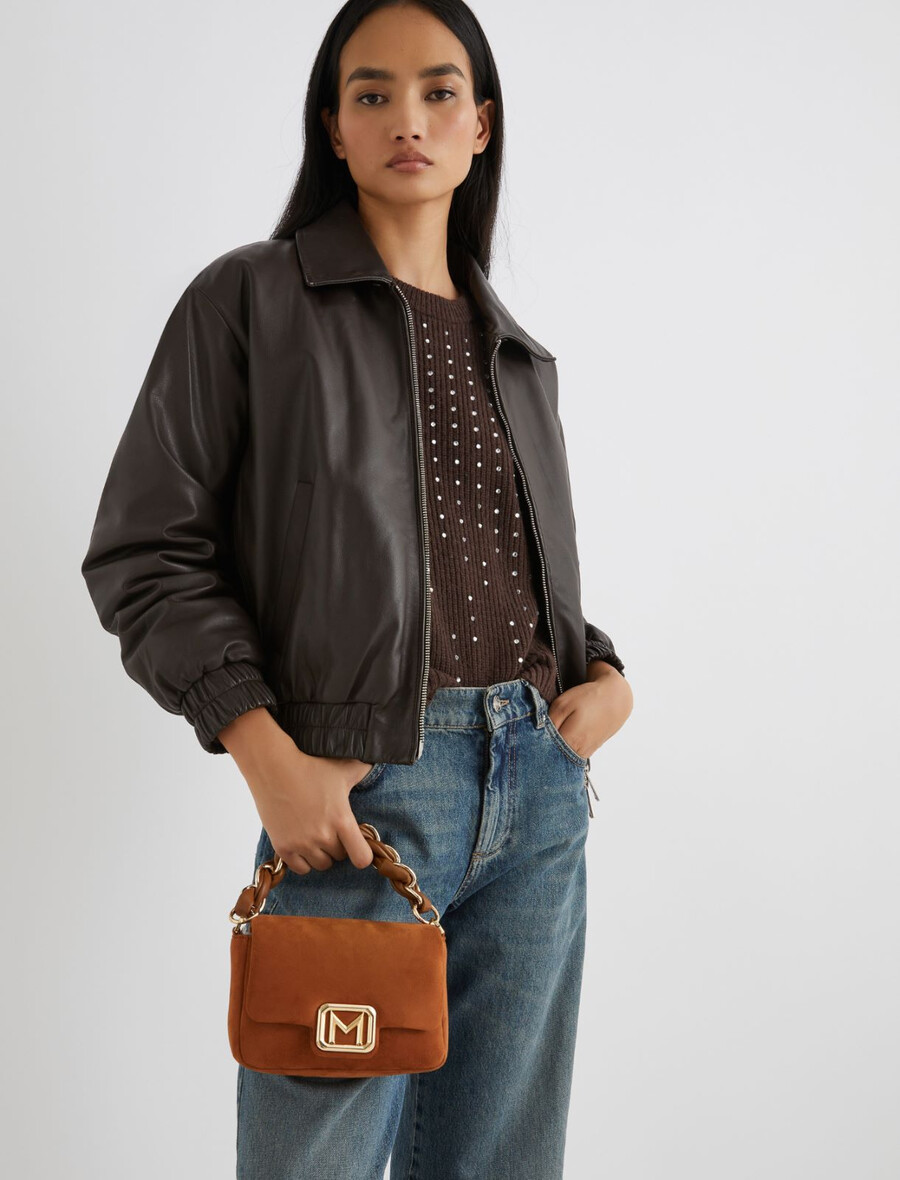 majhna semišasta torbica le muse - tobak