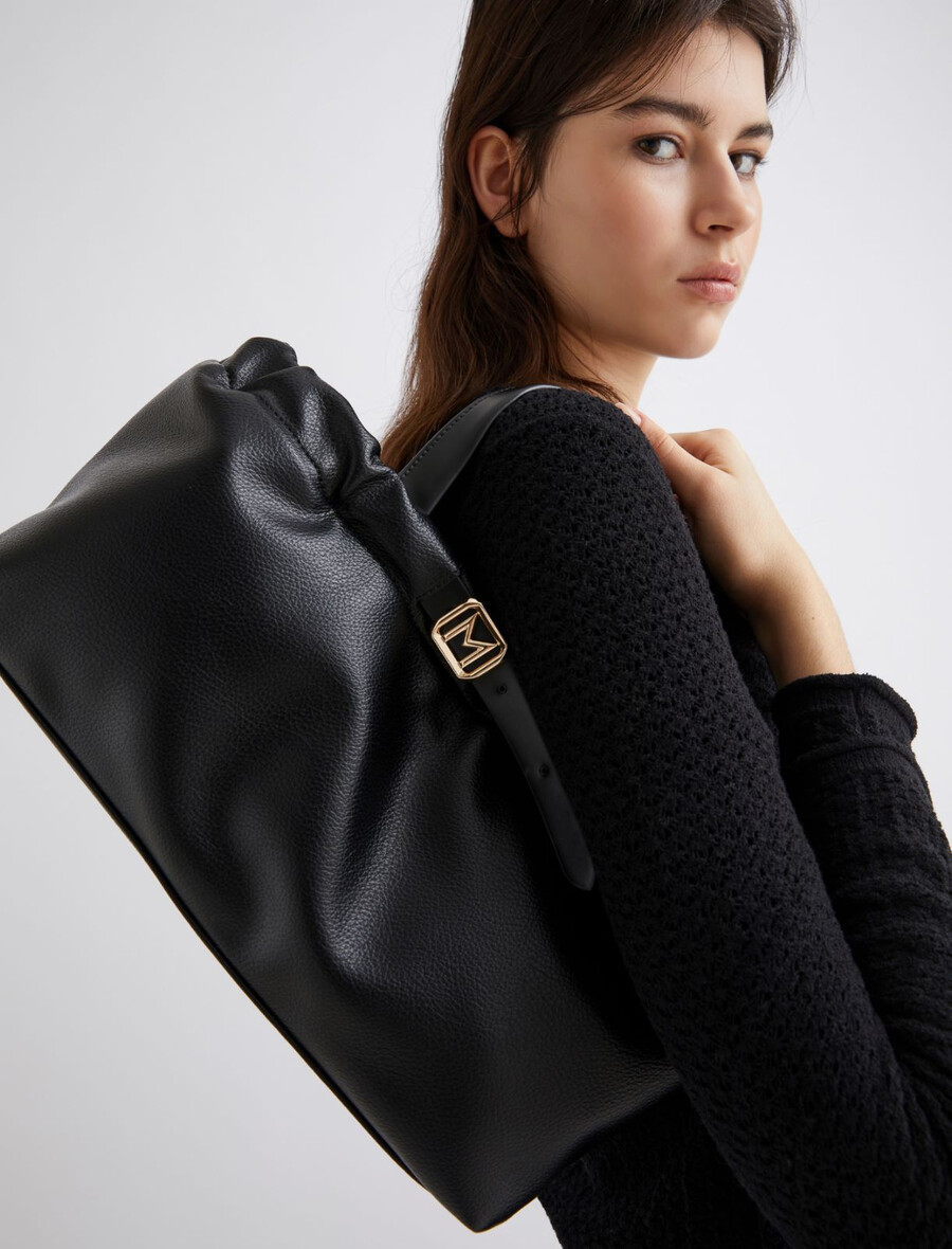 vodoravna torba s trakom - Črna