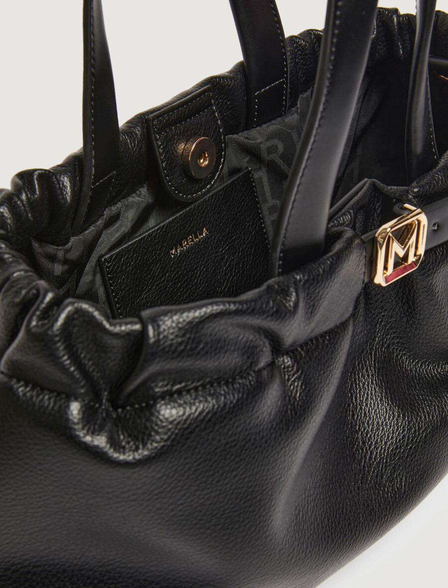 vodoravna torba s trakom - Črna