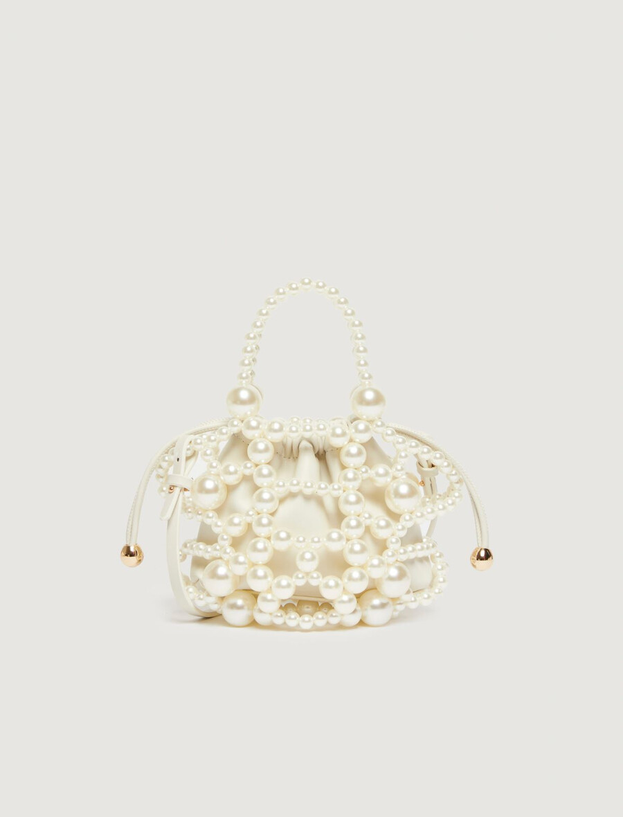 majhna torba z okroglim detajlom - biserno siva