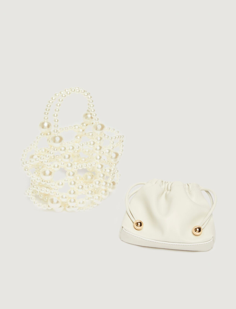 majhna torba z okroglim detajlom - biserno siva