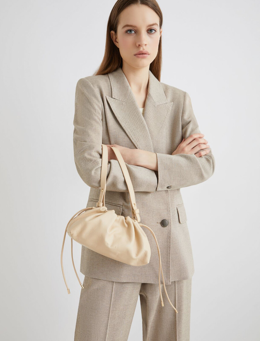 torba iz nestrukturiranega napa usnja - pudrasta