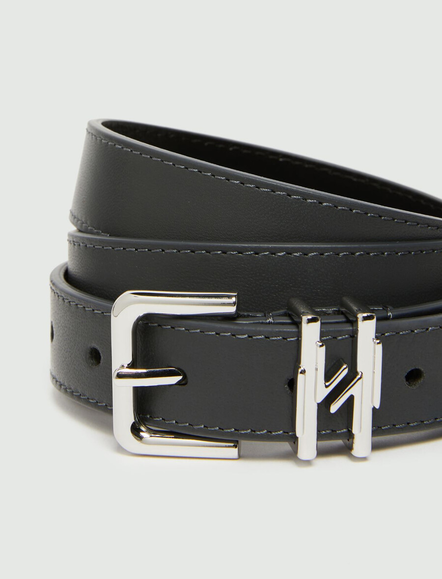 usnjen pas z zanko - temno siva