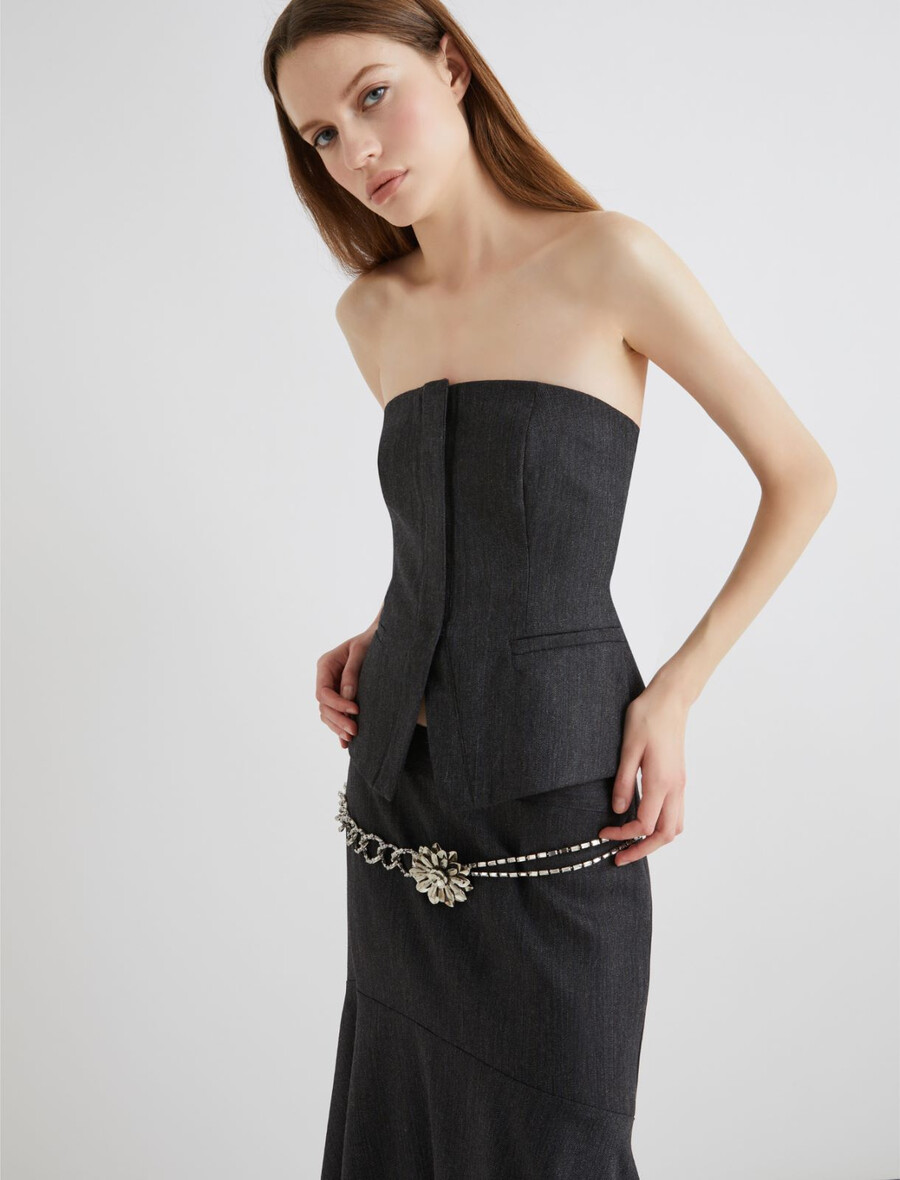 pas s cvetjem in okrasnimi kamni - srebrn