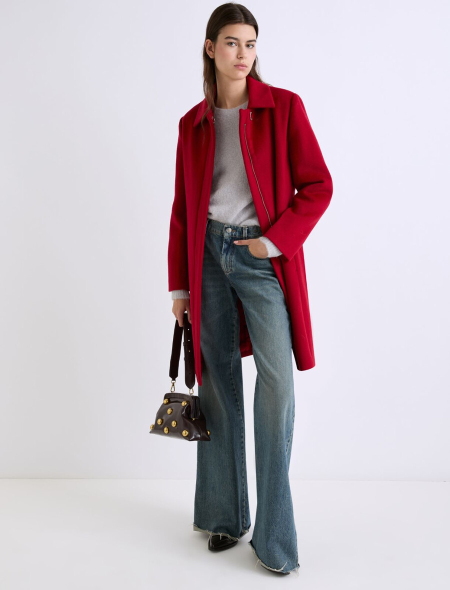 plašč s srajčnim ovratnikom - rdeČ