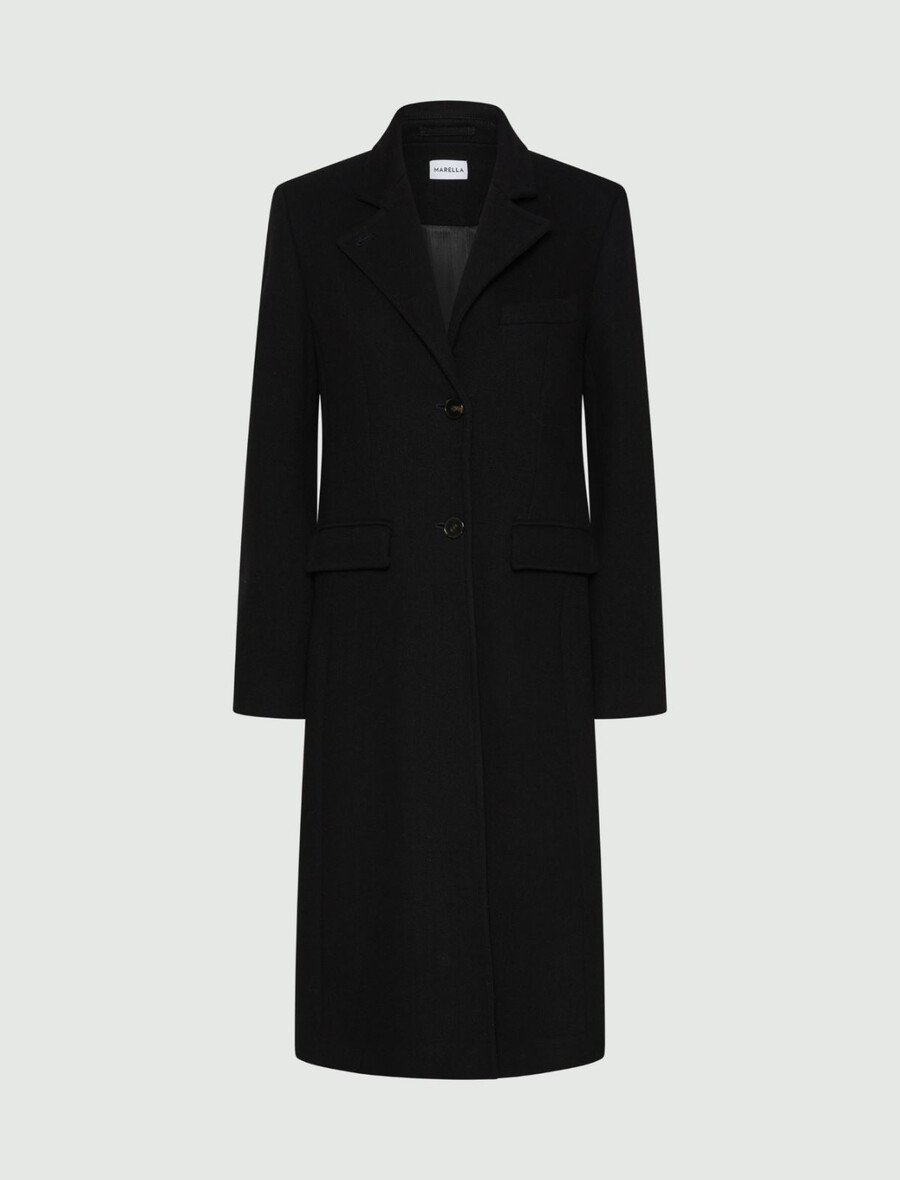 plašč z dvojnim zapenjanjem - Črna