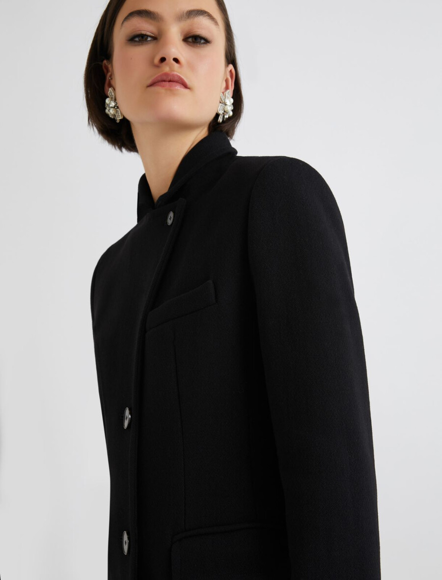 plašč z dvojnim zapenjanjem - Črna
