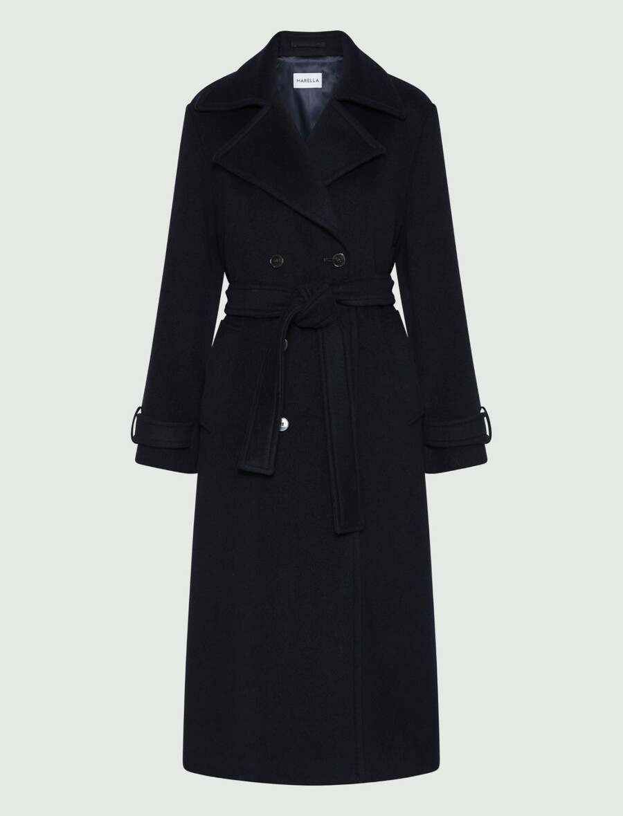 dvoredni plašč z jezičkom - mornarsko moder