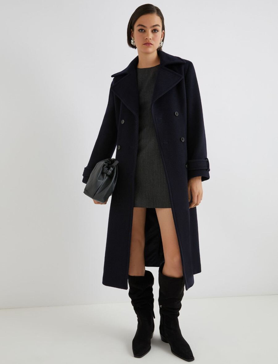 dvoredni plašč z jezičkom - mornarsko moder