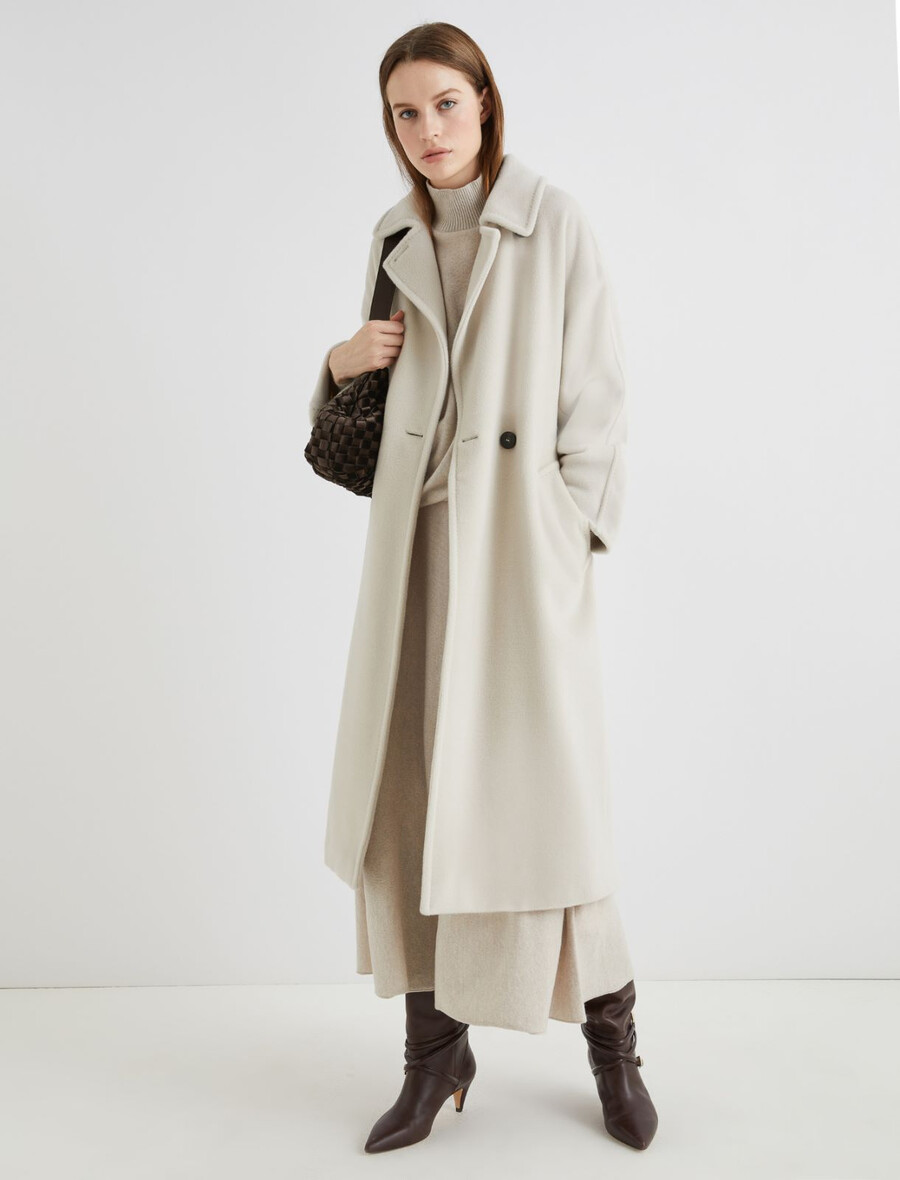 dvoredni plašč iz bobrovega blaga - biserno siva