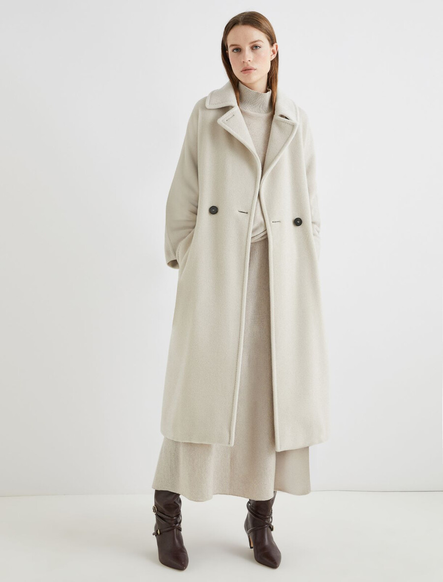 dvoredni plašč iz bobrovega blaga - biserno siva