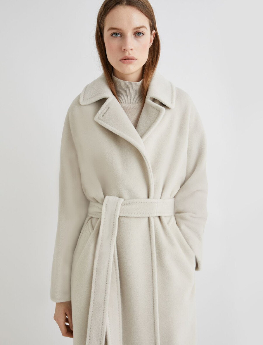 dvoredni plašč iz bobrovega blaga - biserno siva