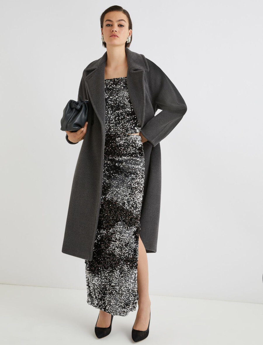 dvoredni plašč iz bobrovega blaga - melange grey