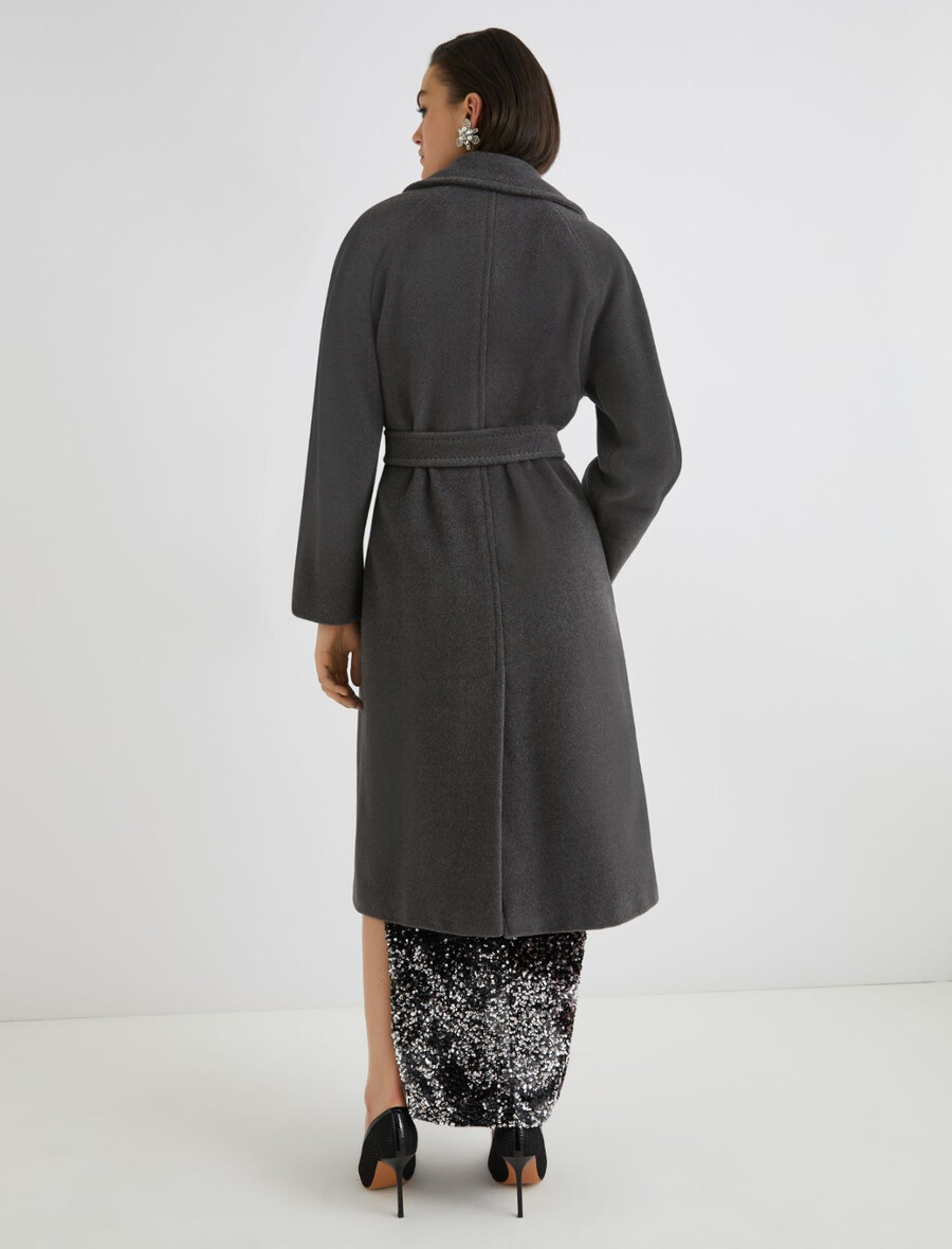 dvoredni plašč iz bobrovega blaga - melange grey