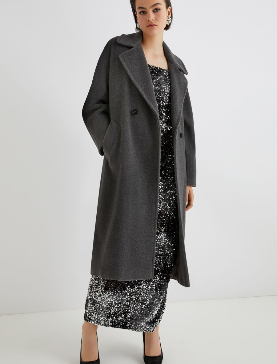 dvoredni plašč iz bobrovega blaga - melange grey
