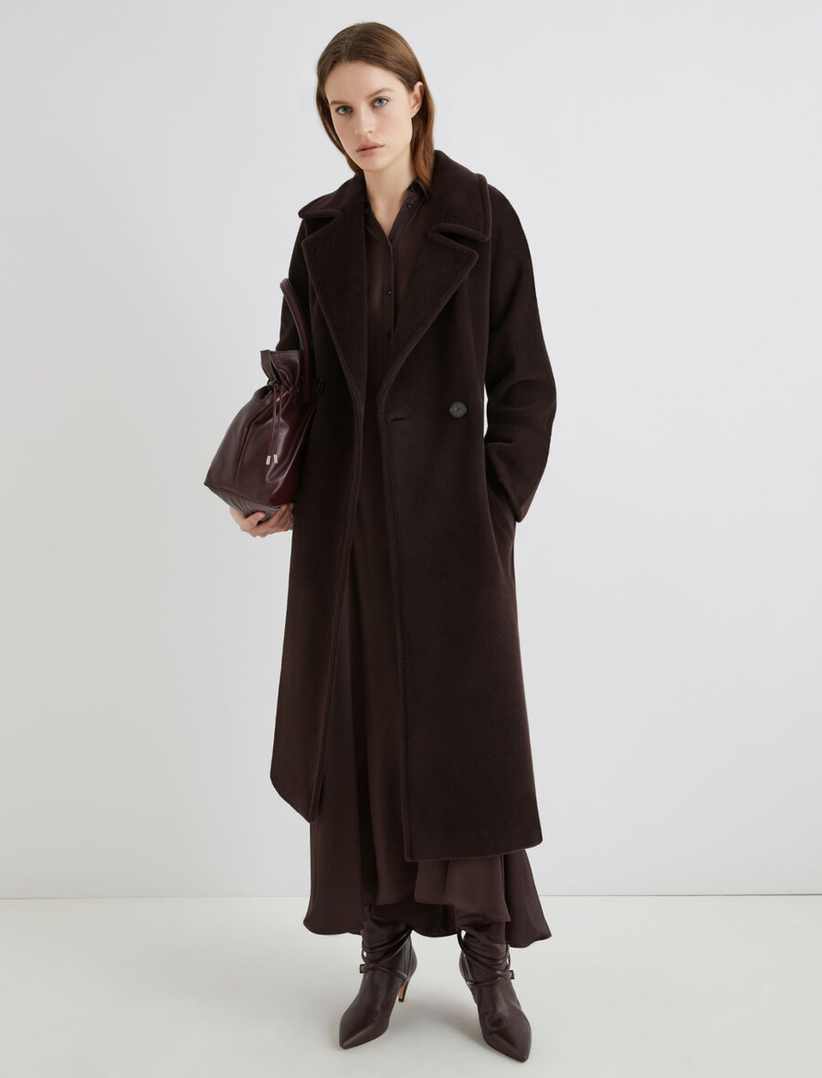 dvoredni plašč iz bobrovega blaga - rjav