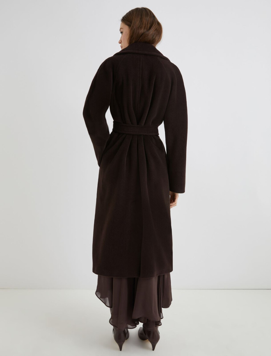 dvoredni plašč iz bobrovega blaga - rjav