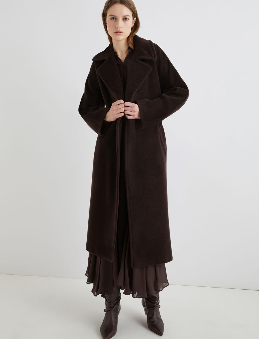 dvoredni plašč iz bobrovega blaga - rjav