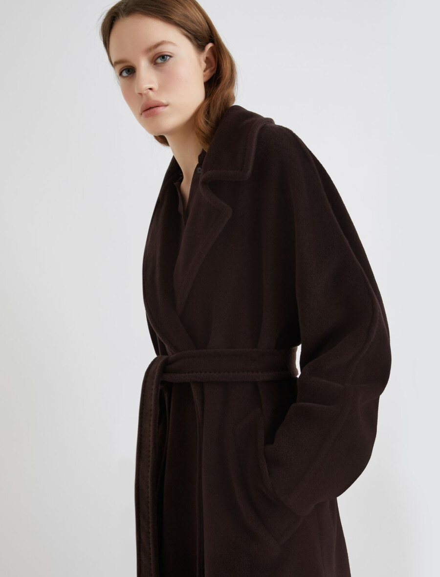 dvoredni plašč iz bobrovega blaga - rjav