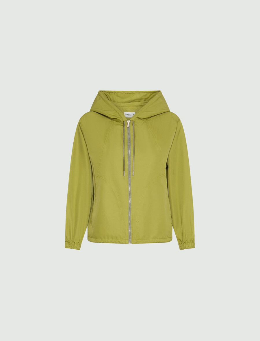 lahek vodoodbojen dežni plašč iz keperja - zelen