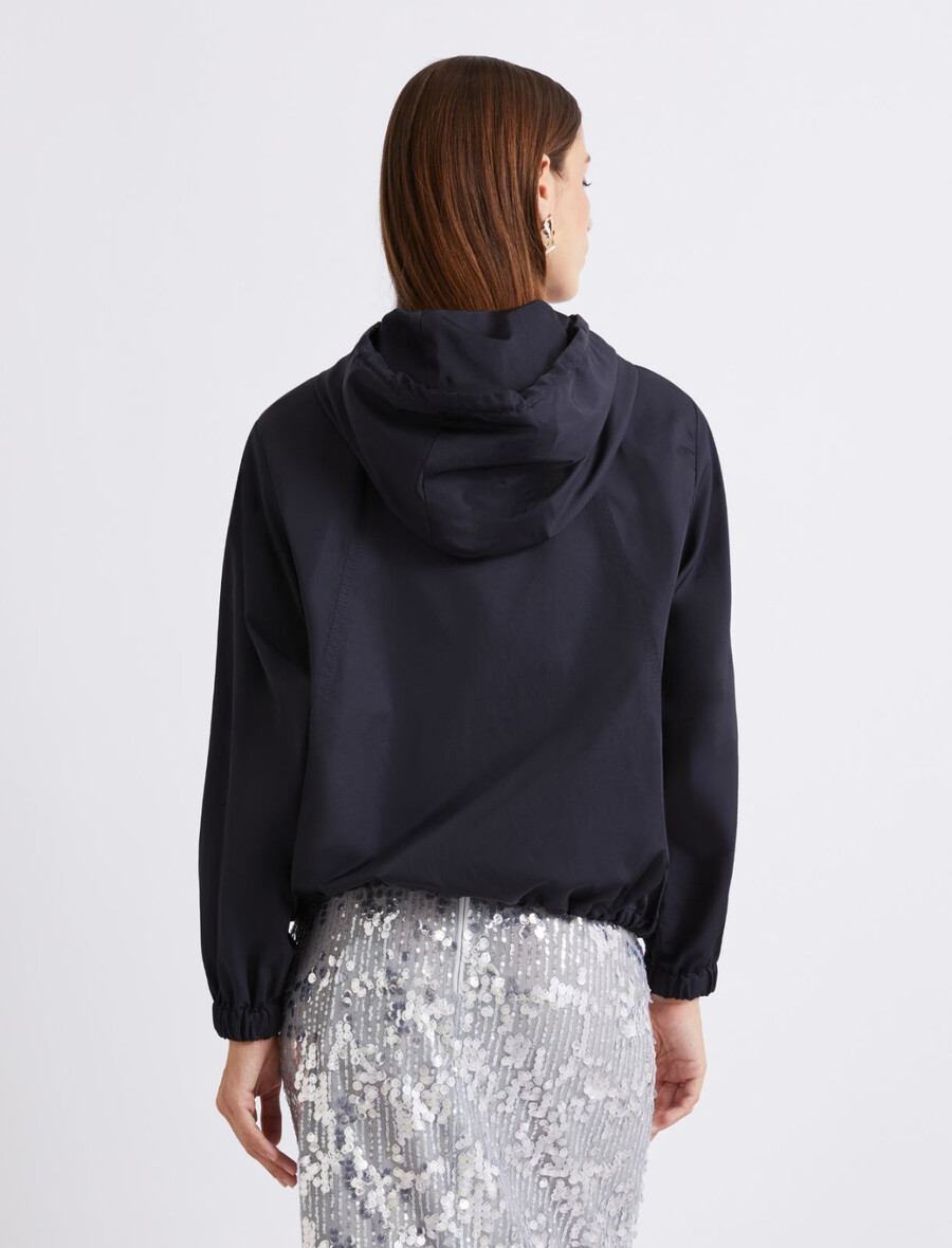 lahek vodoodbojen dežni plašč iz keperja - temno moder