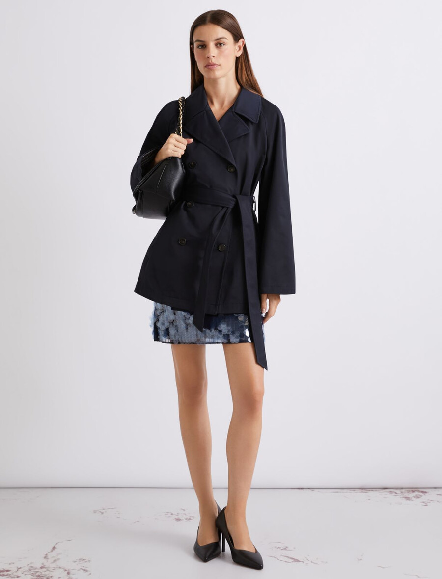 tehnični bombažni trenčkot - temno moder