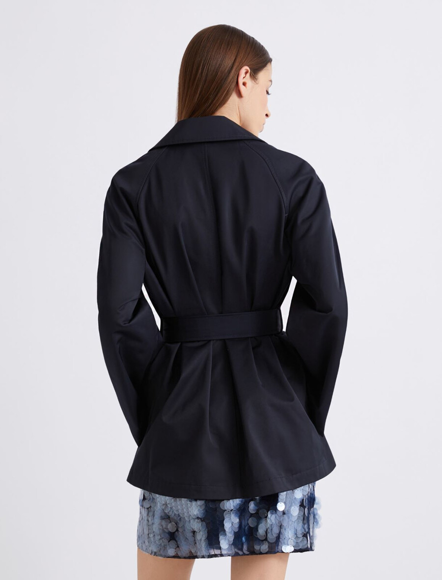 tehnični bombažni trenčkot - temno moder