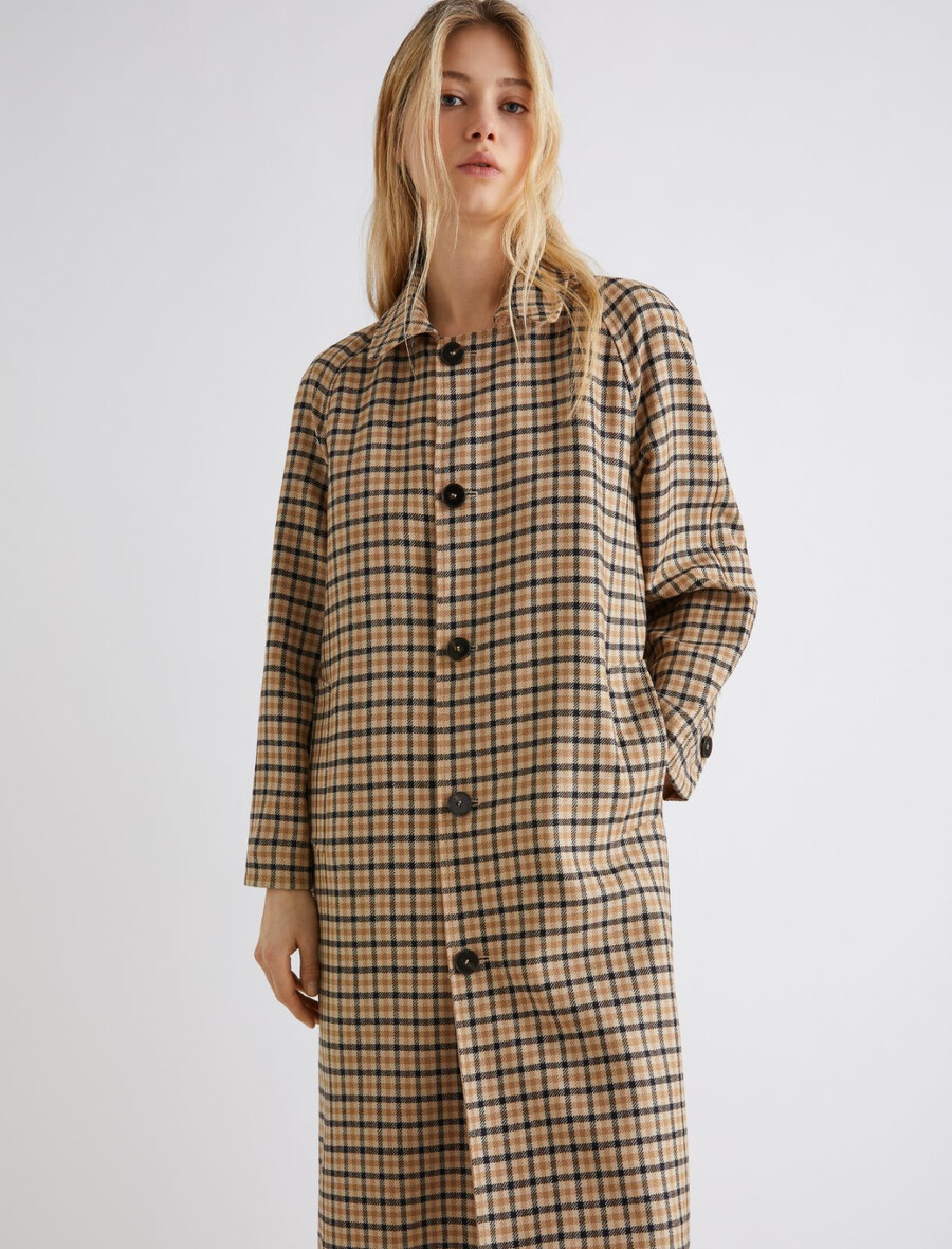 trench plašč iz raztegljivega gabardina - camel