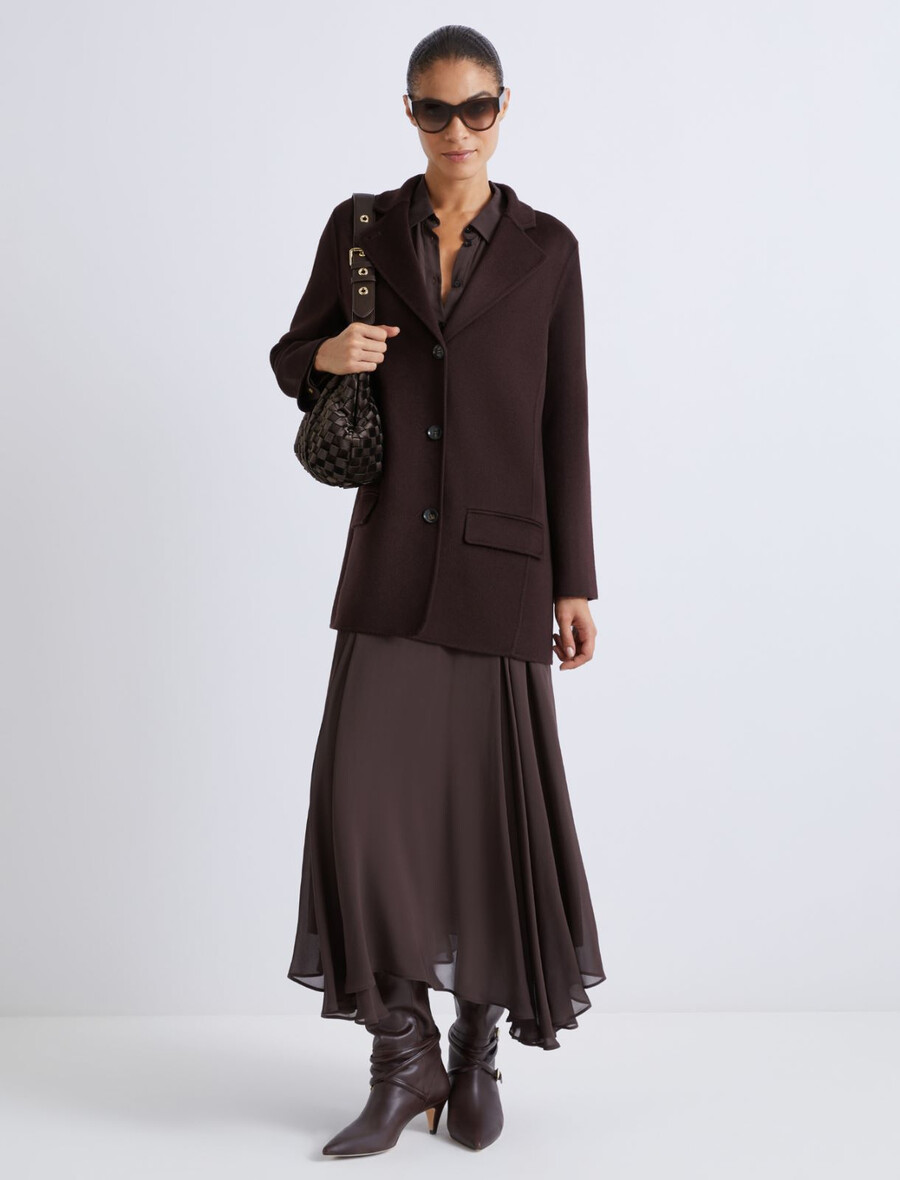 dvostranska jakna iz čiste volne - rjava