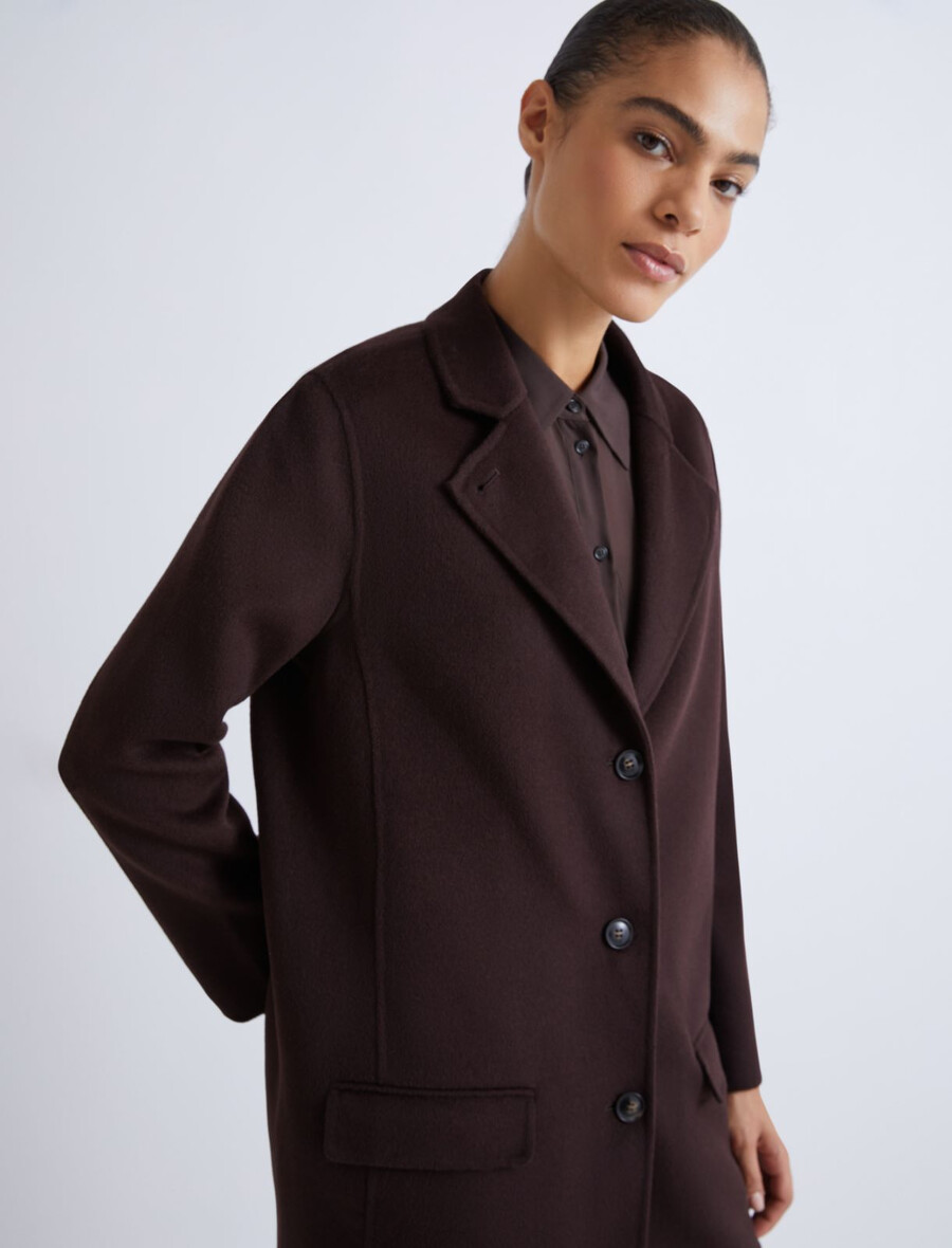 dvostranska jakna iz čiste volne - rjava