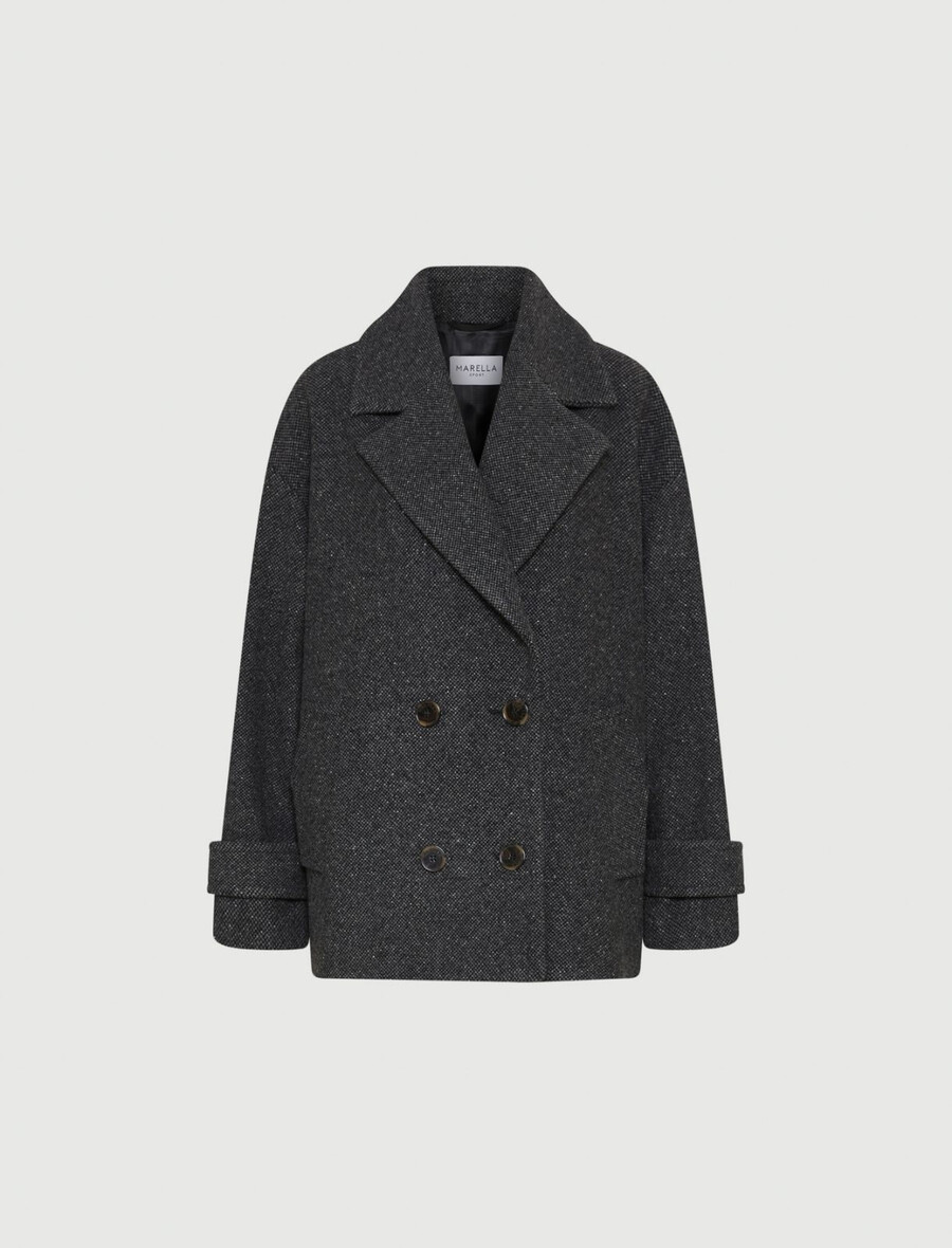 jakna iz preje knop iz debele tkanine - skrilasto siva