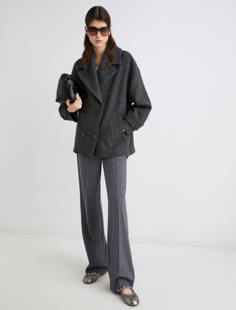 jakna iz preje knop iz debele tkanine - skrilasto siva