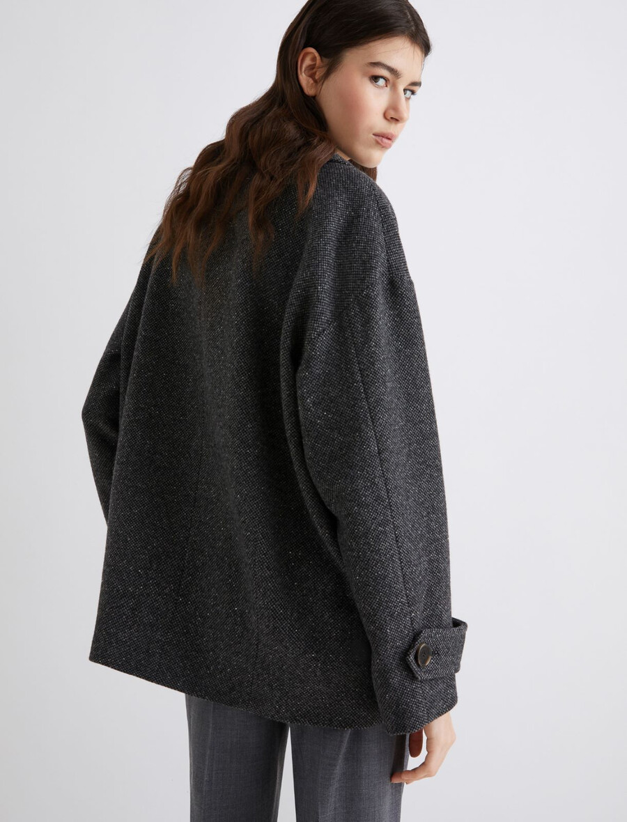 jakna iz preje knop iz debele tkanine - skrilasto siva