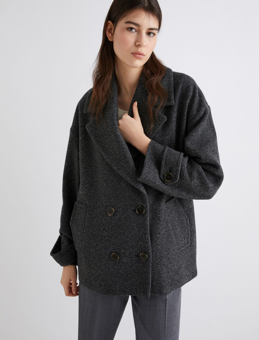 jakna iz preje knop iz debele tkanine - skrilasto siva