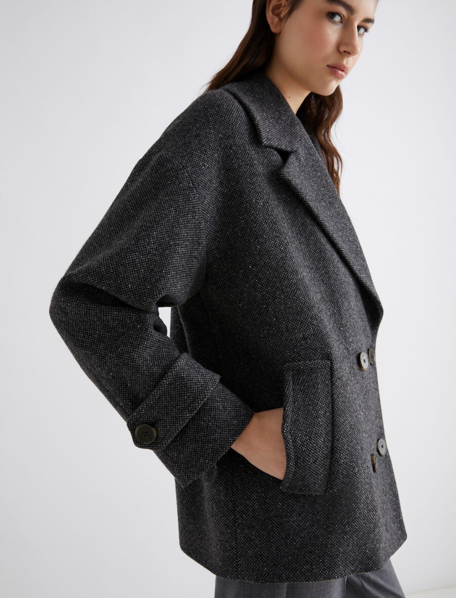 jakna iz preje knop iz debele tkanine - skrilasto siva