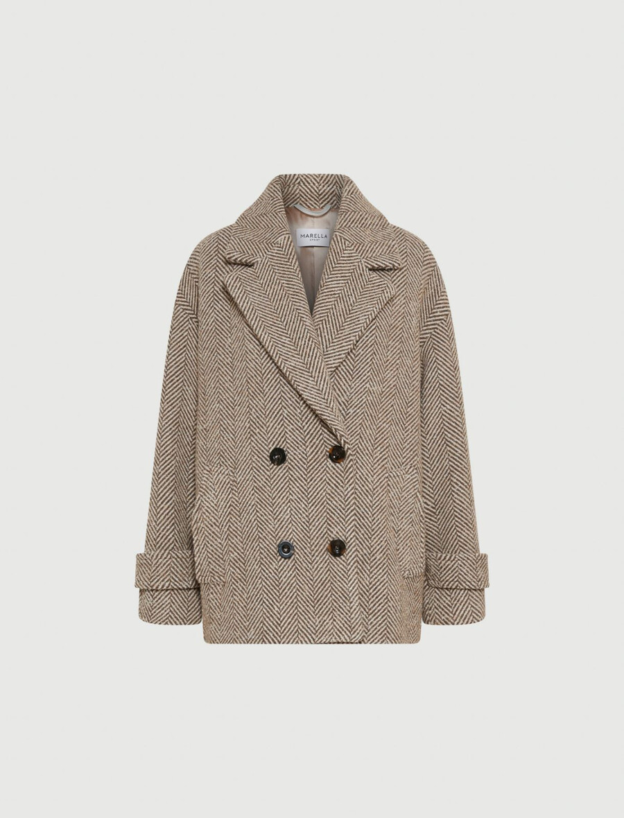 raven kroj iz debele volnene mešanice - mud