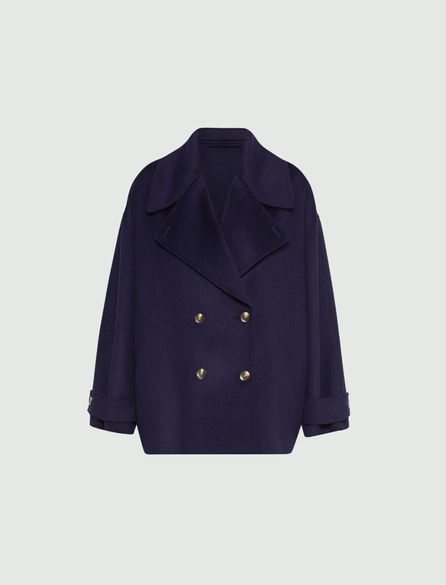 volnena debela jakna - temno modra