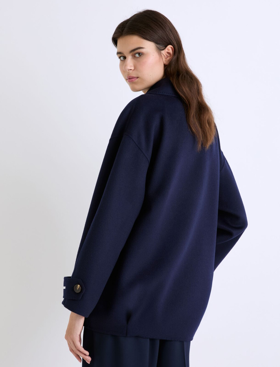 volnena debela jakna - temno modra