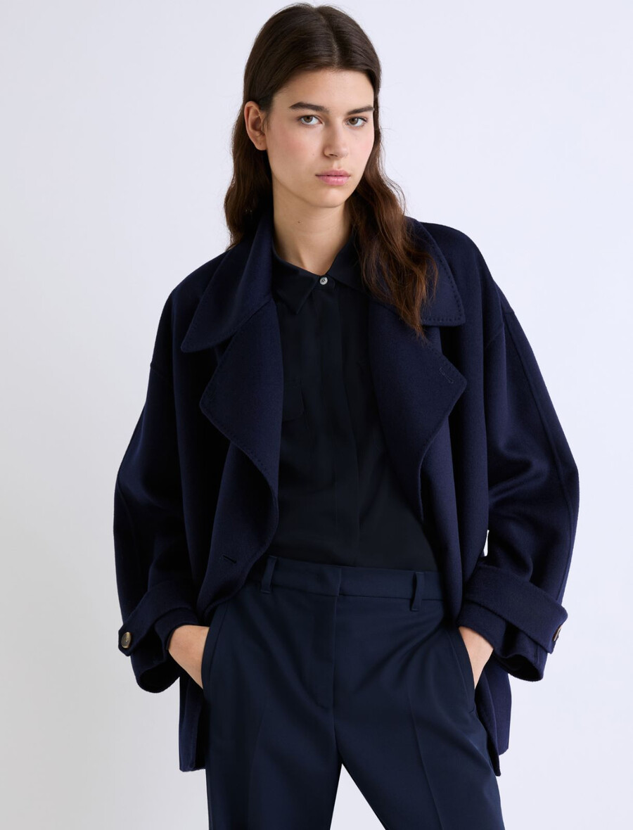 volnena debela jakna - temno modra