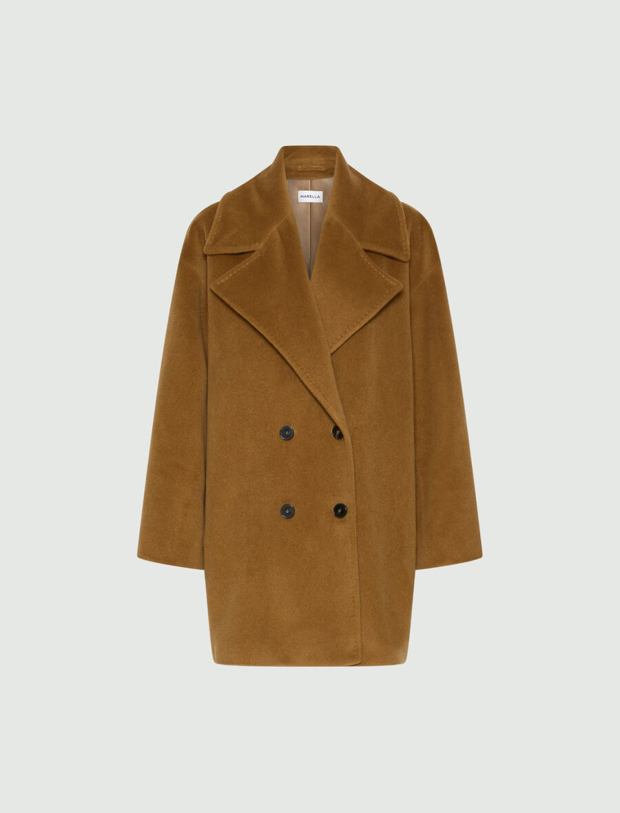 dvoredna jakna iz čiste volne - olivna