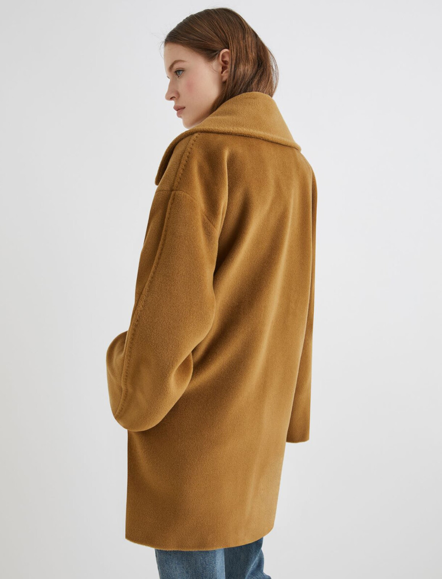 dvoredna jakna iz čiste volne - olivna