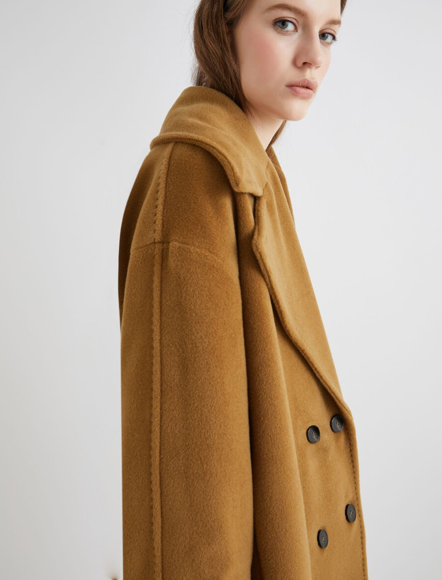 dvoredna jakna iz čiste volne - olivna