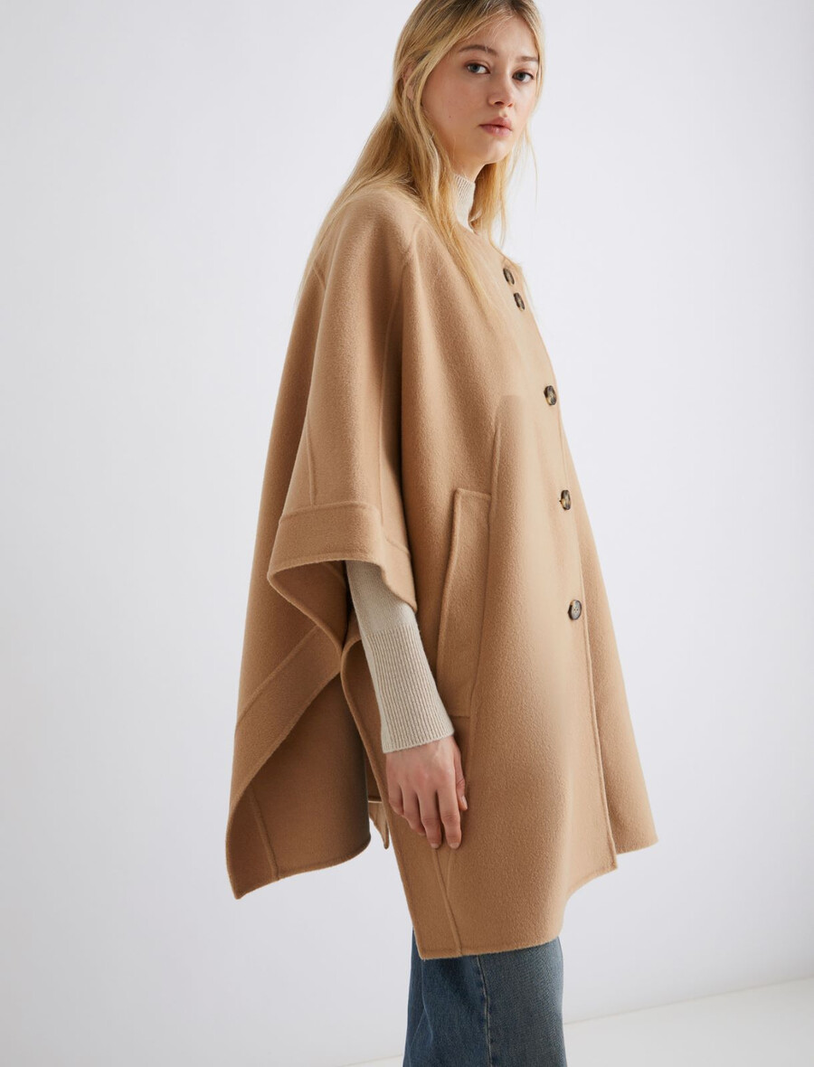 pelerina iz mešanice volne - camel