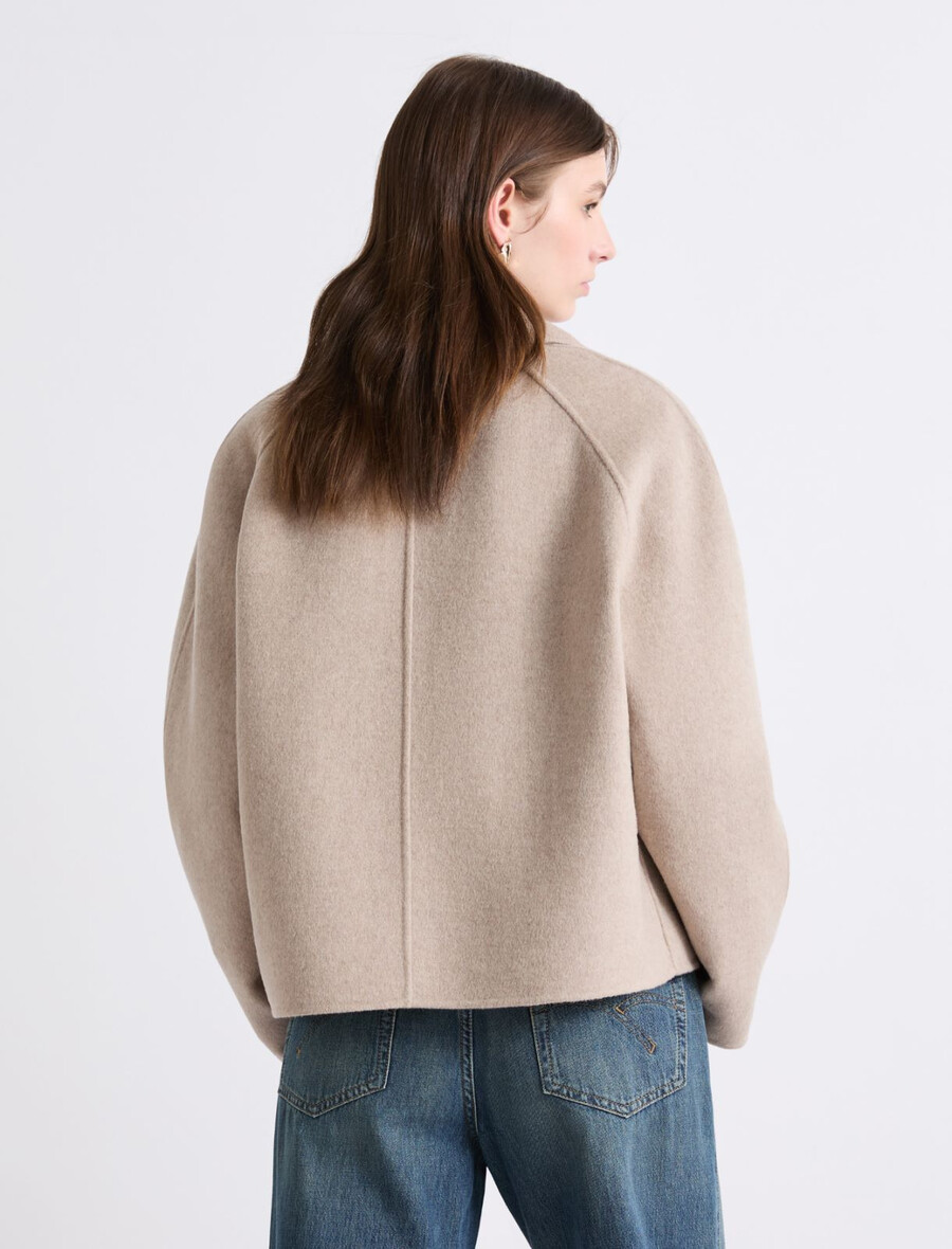 kratek dvoslojni trenčkot - krem