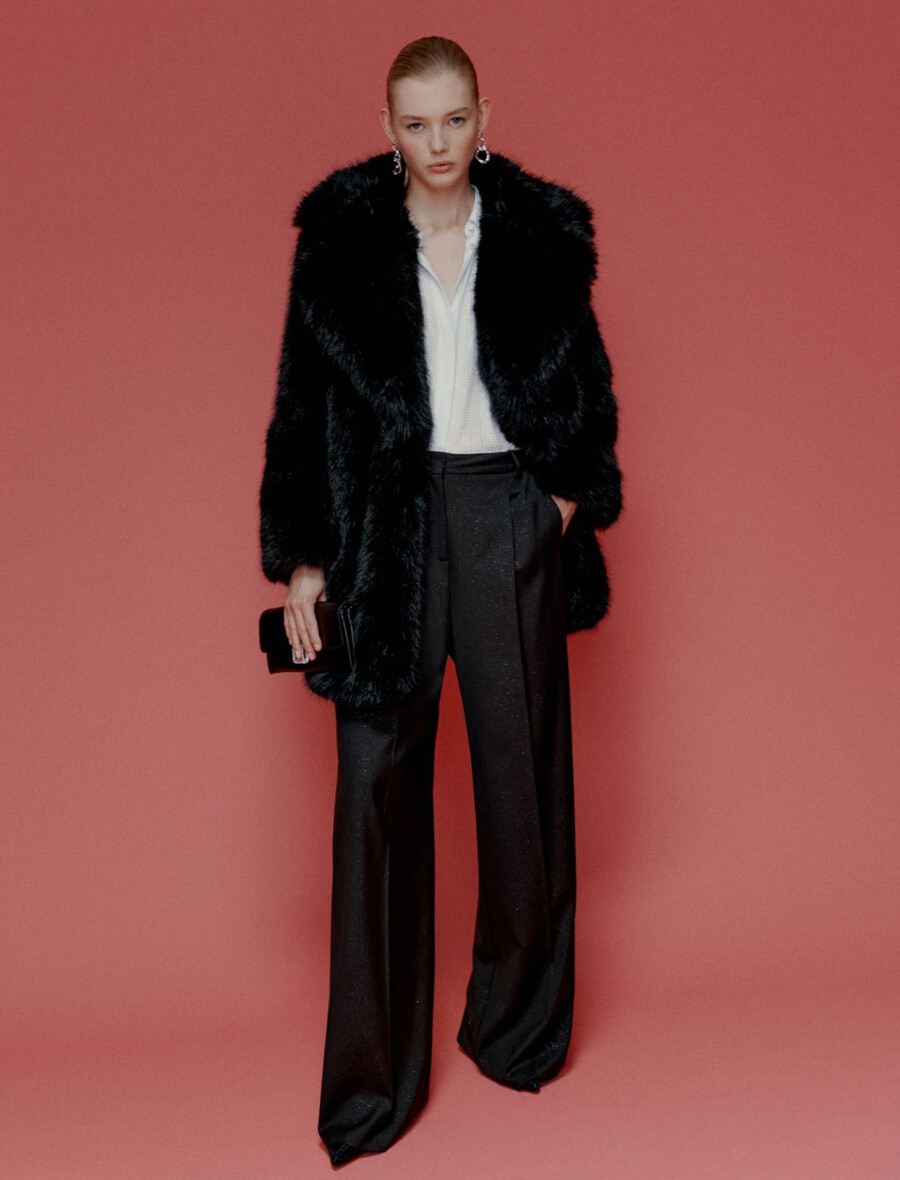 prevelik pleten puhast jopič - Črna