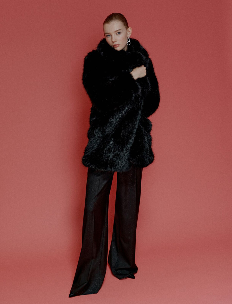 prevelik pleten puhast jopič - Črna