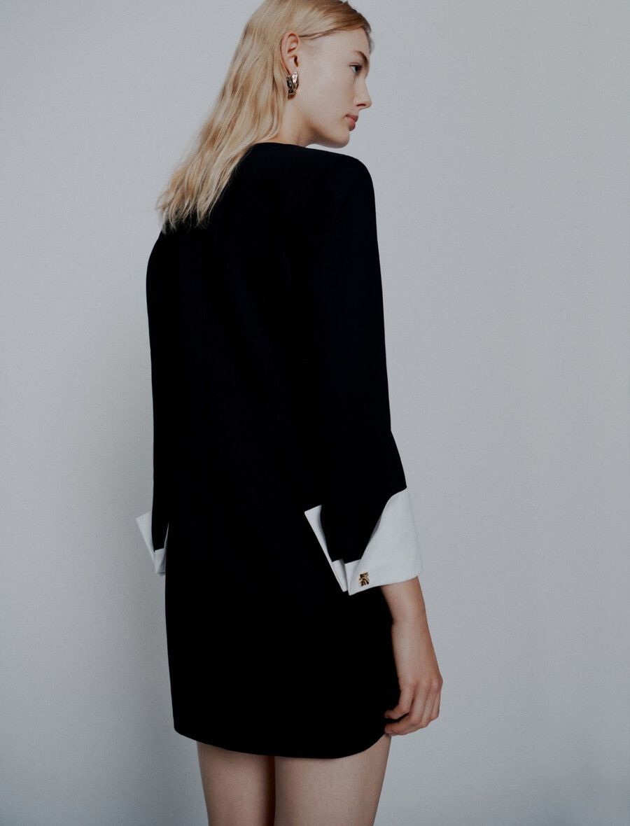 oblikovana satenasta obleka envers - Črna