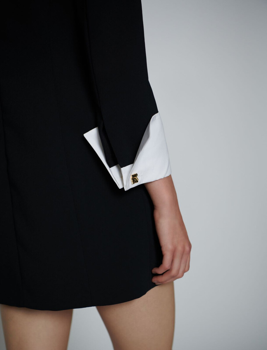 oblikovana satenasta obleka envers - Črna