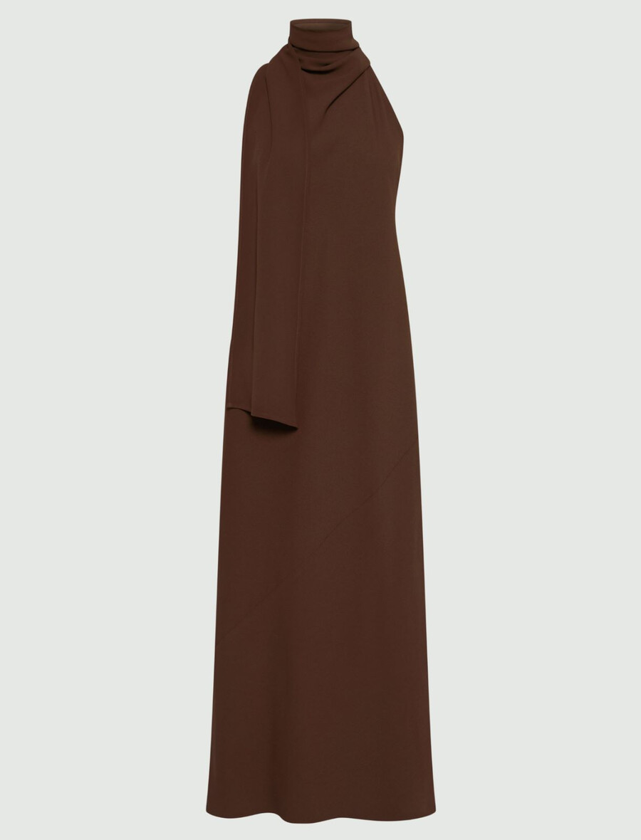 satenasta obleka do telečjih mišic envers - rjava