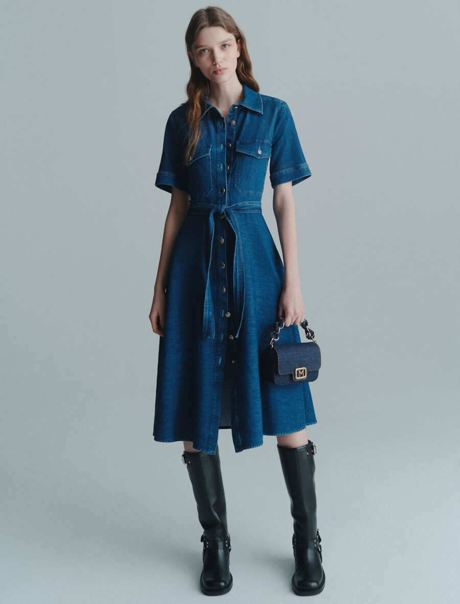 džins srajčna obleka - modre kavbojke